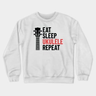 Eat Sleep Ukulele Repeat Ukulele Headstock Light Theme Crewneck Sweatshirt